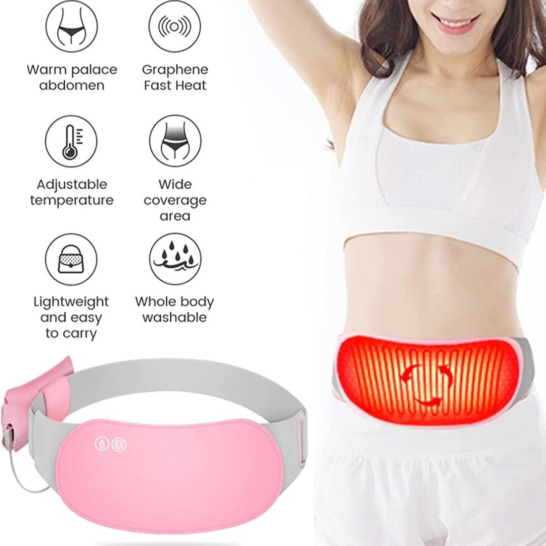 Portable Menstrual Heating Pad Belt – Rechargeable Period Pain Relief Massager for Women