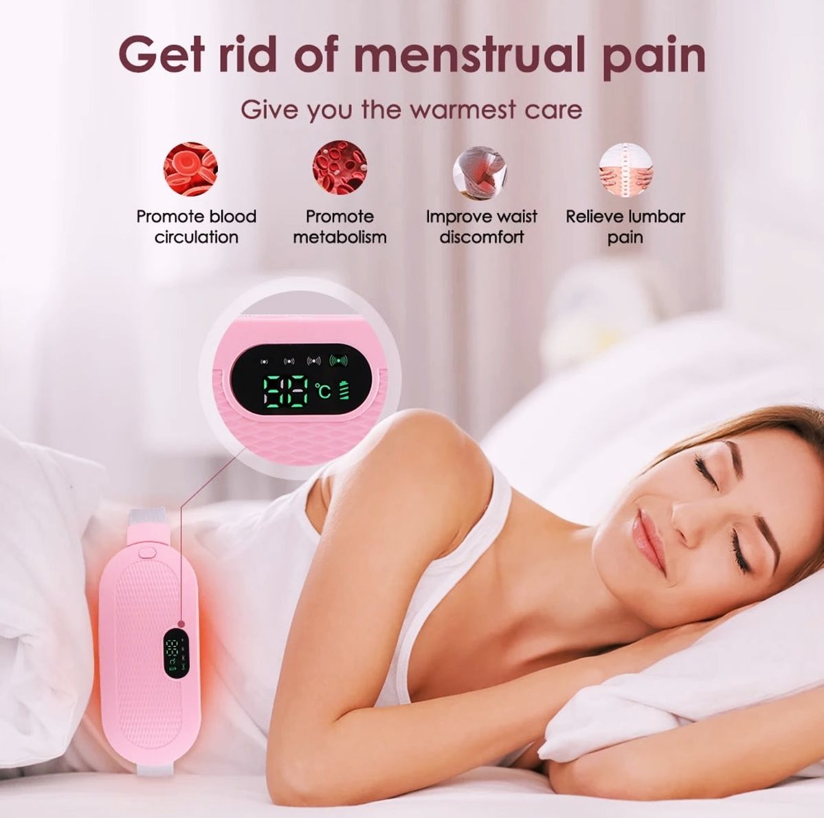 Portable Menstrual Heating Pad Belt – Rechargeable Period Pain Relief Massager for Women